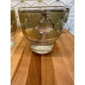Vintage Culver Gold Footed Glasses | Mid-Century Lowball Tumblers‎ | Set of 5